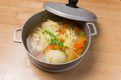 Boiled Chicken in a Pot with Matzo Balls (Feeds 2)